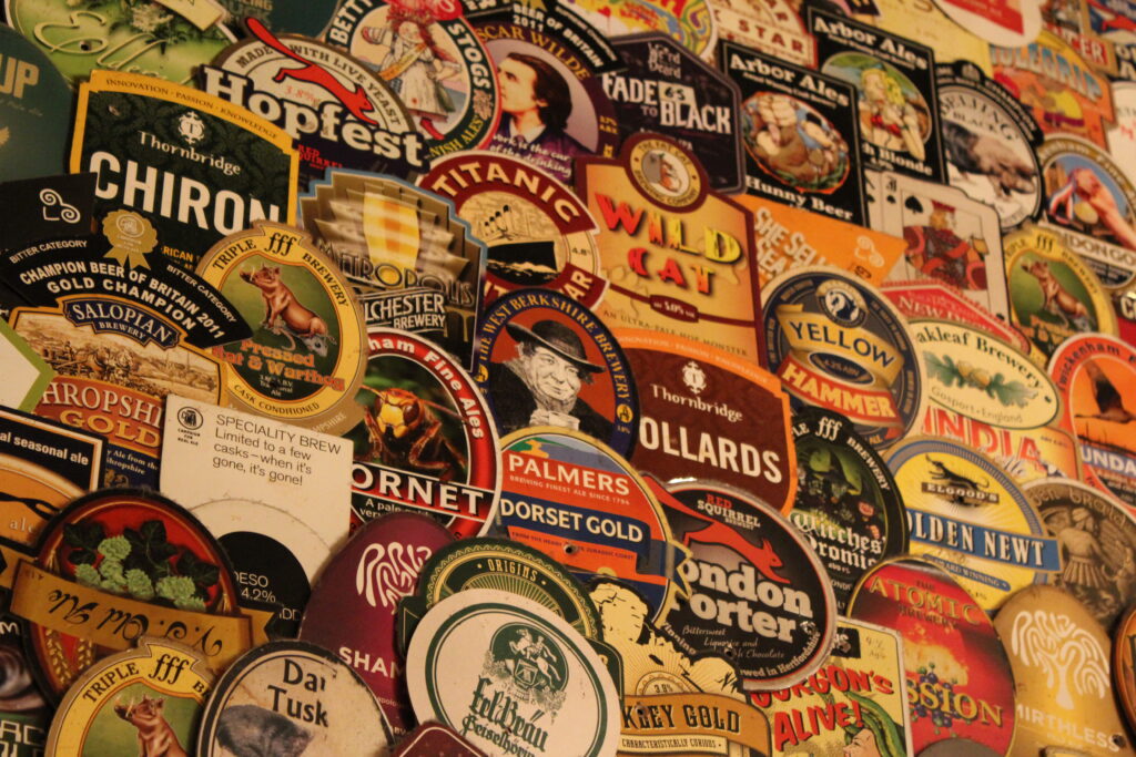 The Harp, Pump Clips, Tours of the UK The Harp, Pump Clips Above The Bar. Tours of the UK