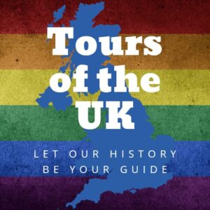 Tours of the UK Logo with Pride Background